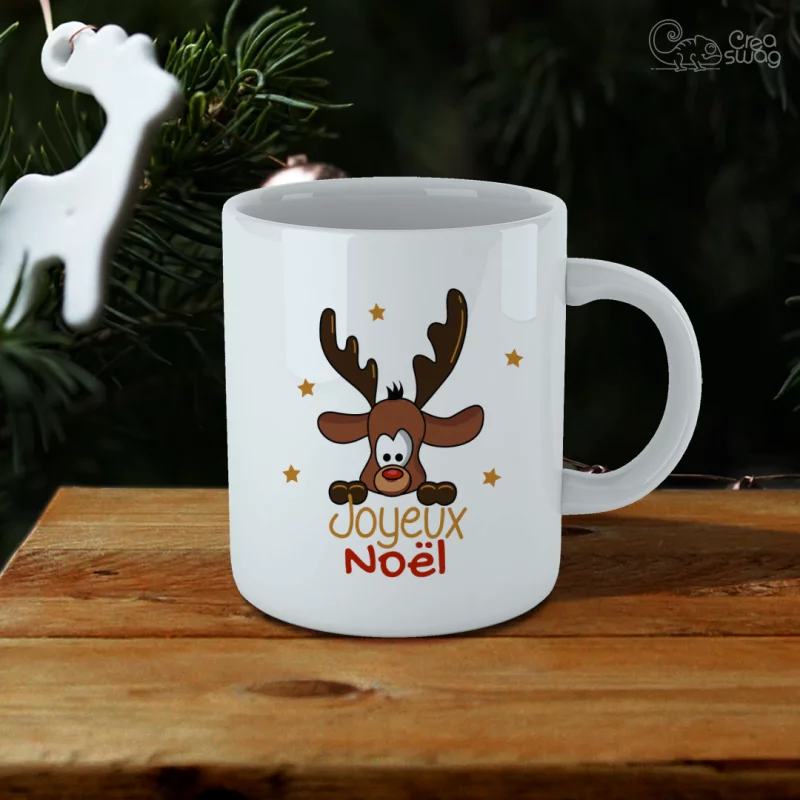 Mug de Noël : Joyeux Noël avec bonhomme de neige - idée cadeau